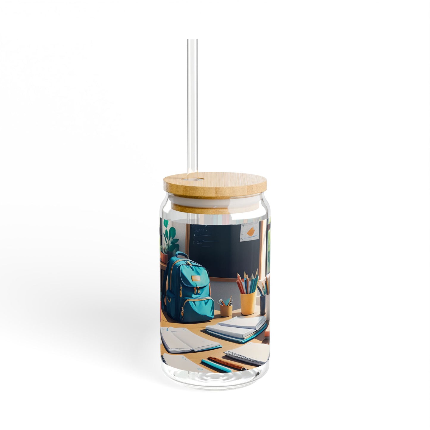 Cozy Teachers Study Desk Sipper Glass