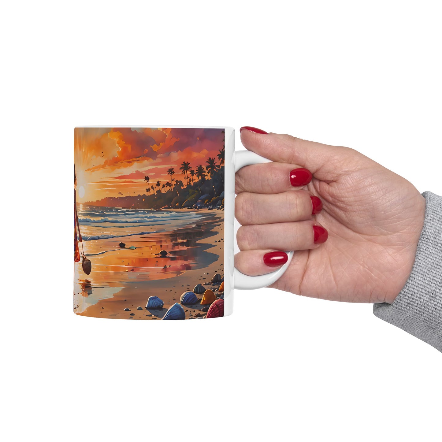 Beach Sunset Walk Ceramic Mug
