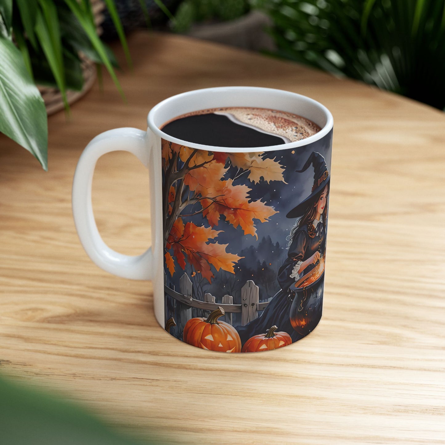 Cute Witch Stirring Cauldron Mug