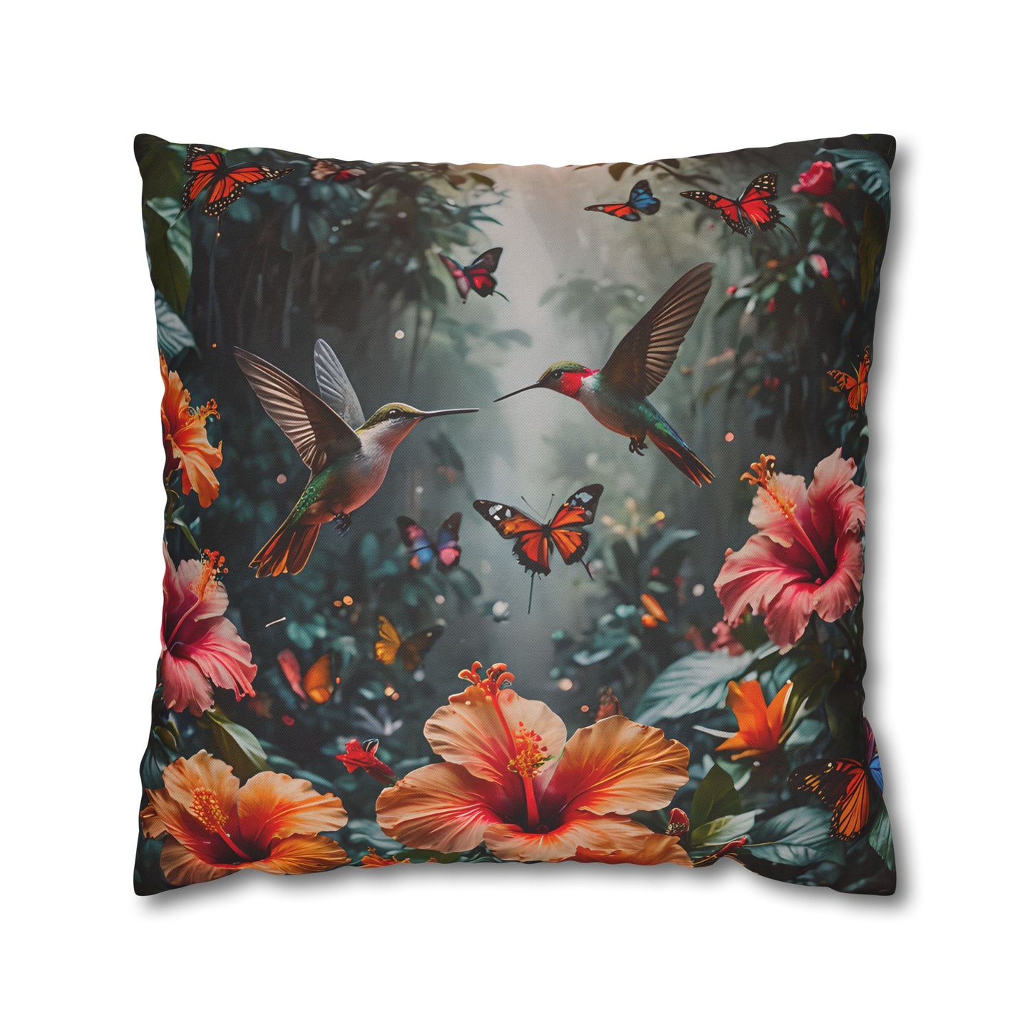 Hummingbird & Hibiscus Decorative Pillowcase