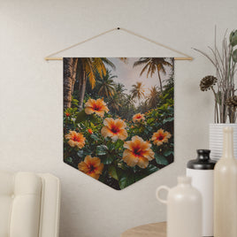 Tropical Hibiscus Pennant Wall Decor