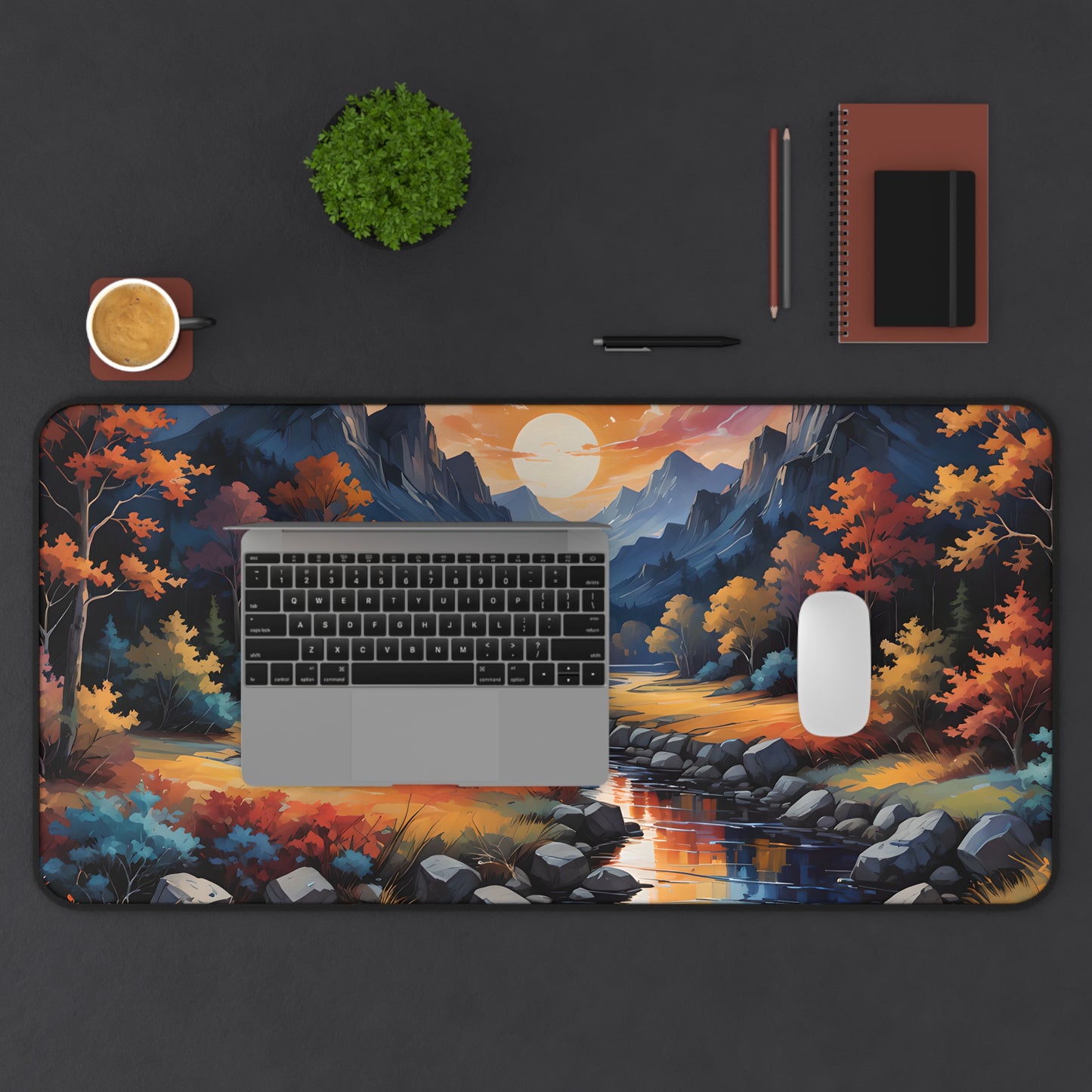 Autumn Mountain River Landscape Deck Mat