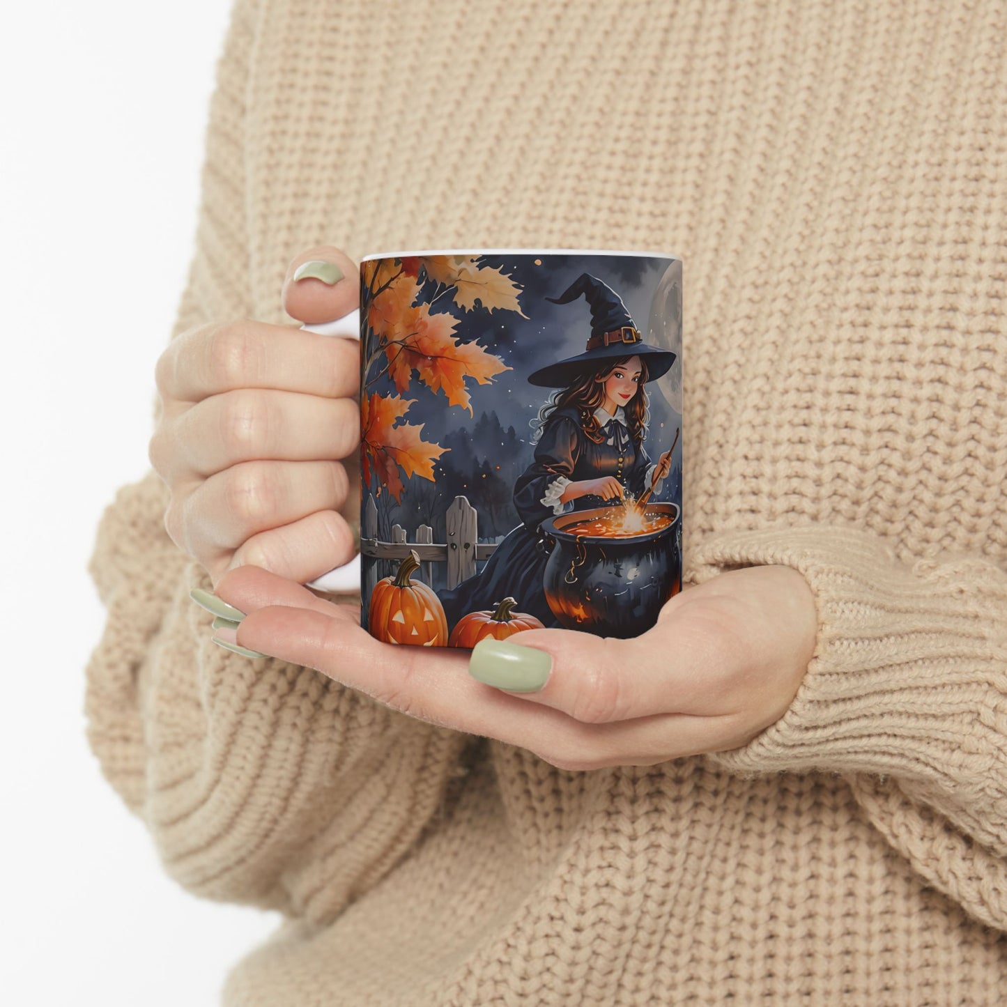 Cute Witch Stirring Cauldron Mug