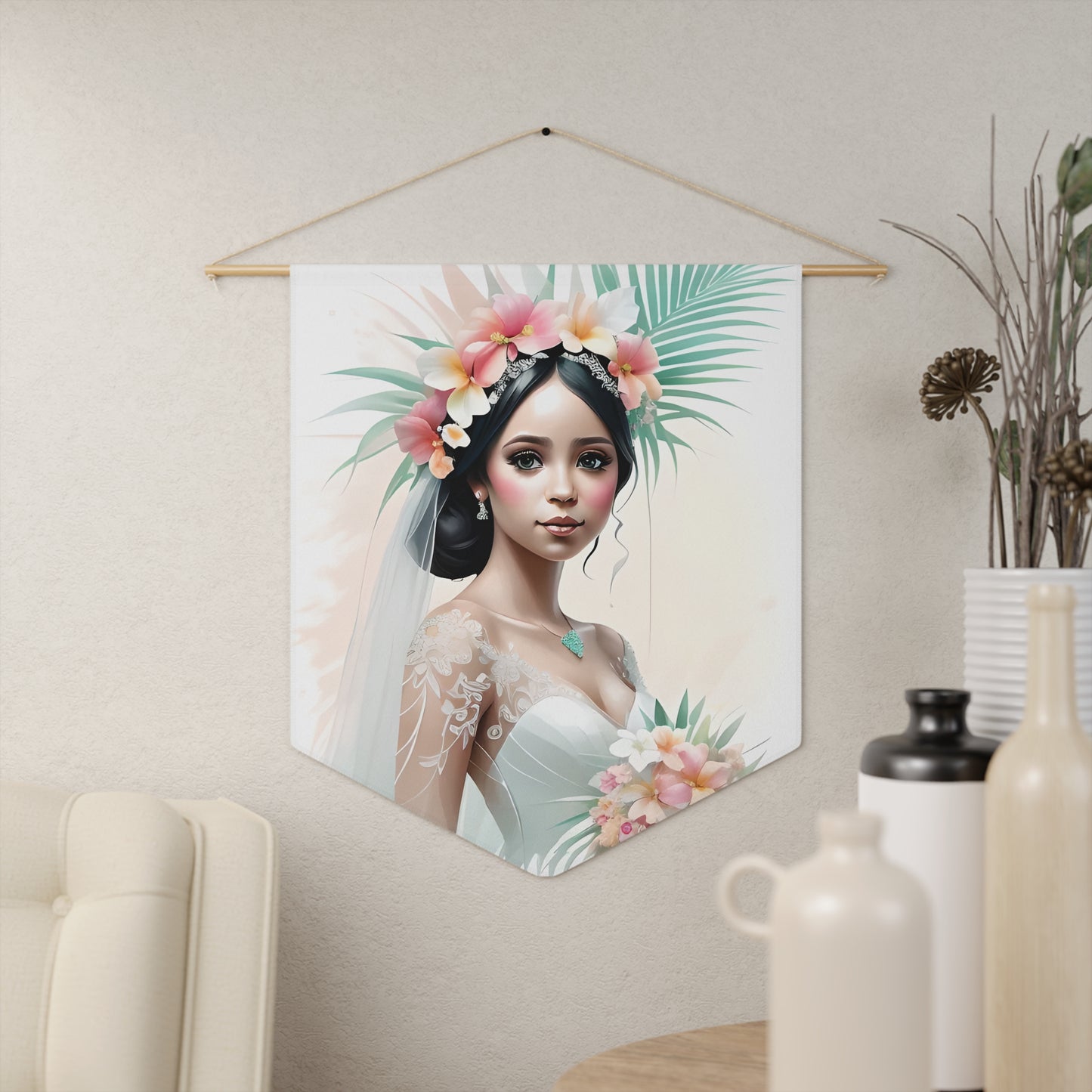 Tropical Bride Pennant Wall Decor