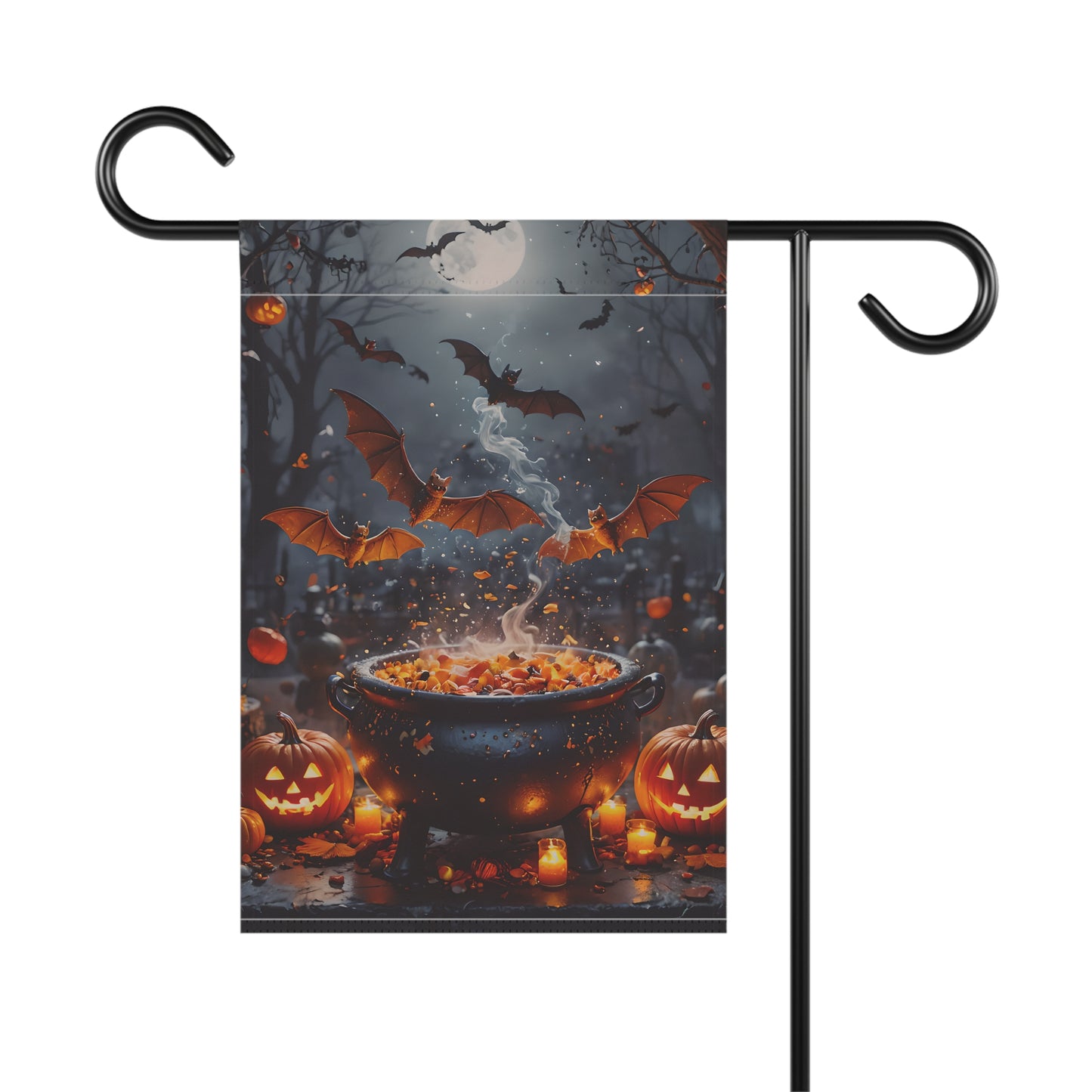 Spooky Cauldron Garden Flag
