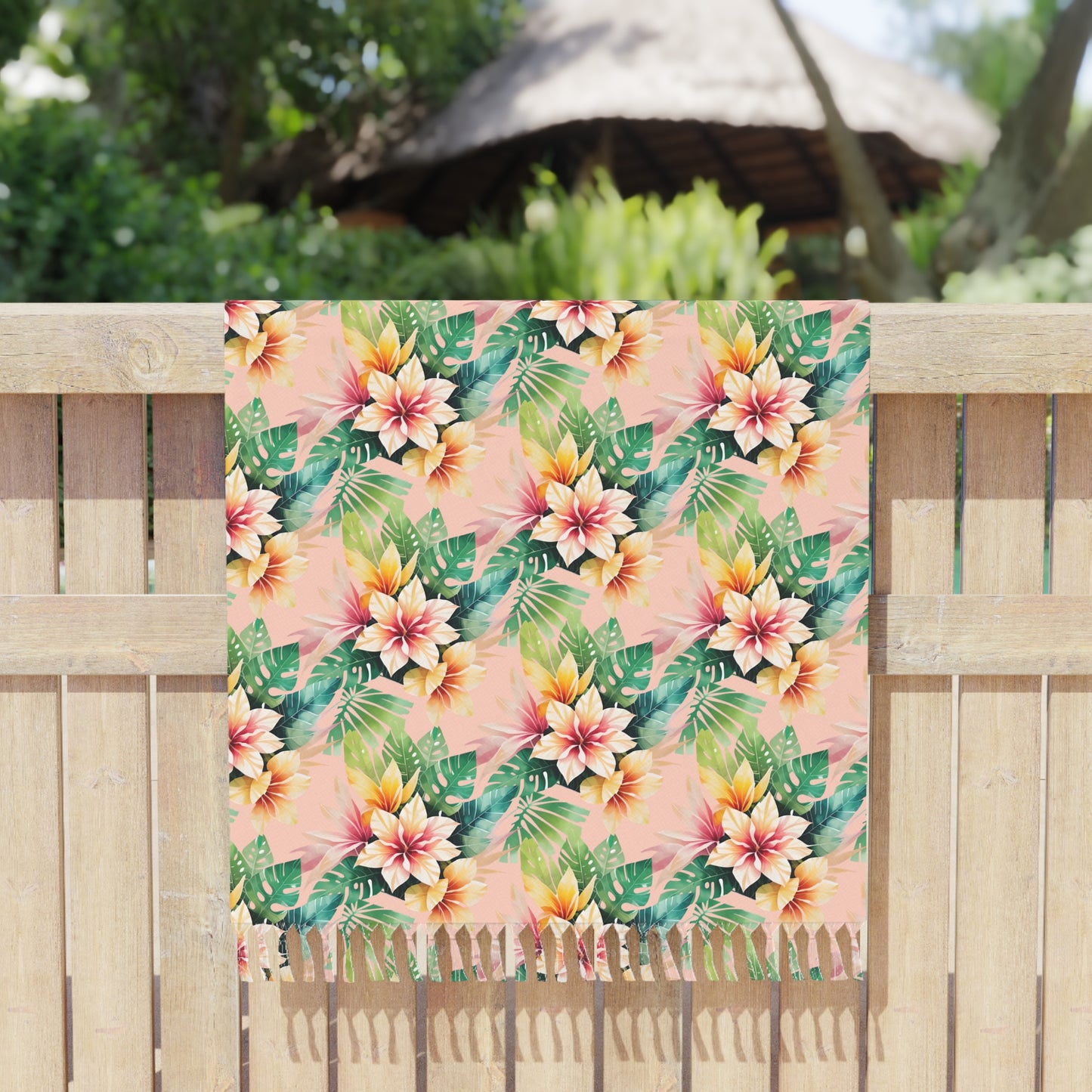 Boho Tropical Floral Beach Towel