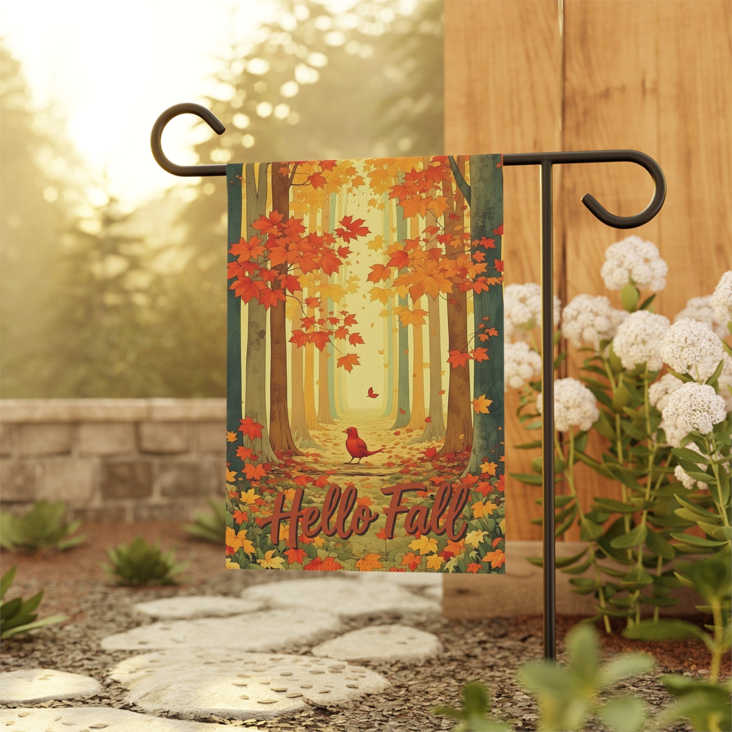 Autumn Cardinal Forest Garden Flag