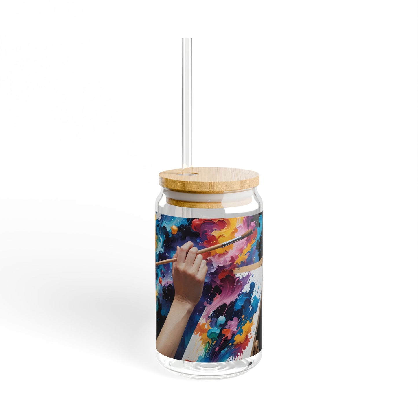 Artist Painting Portrait Sipper Glass