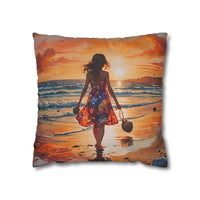 Sunset Beach Walk Pillowcase
