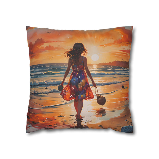Sunset Beach Walk Pillowcase