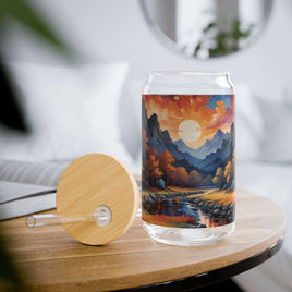 Autumn Mountain Sunset Art Sipper Glass