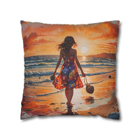 Sunset Beach Walk Pillowcase