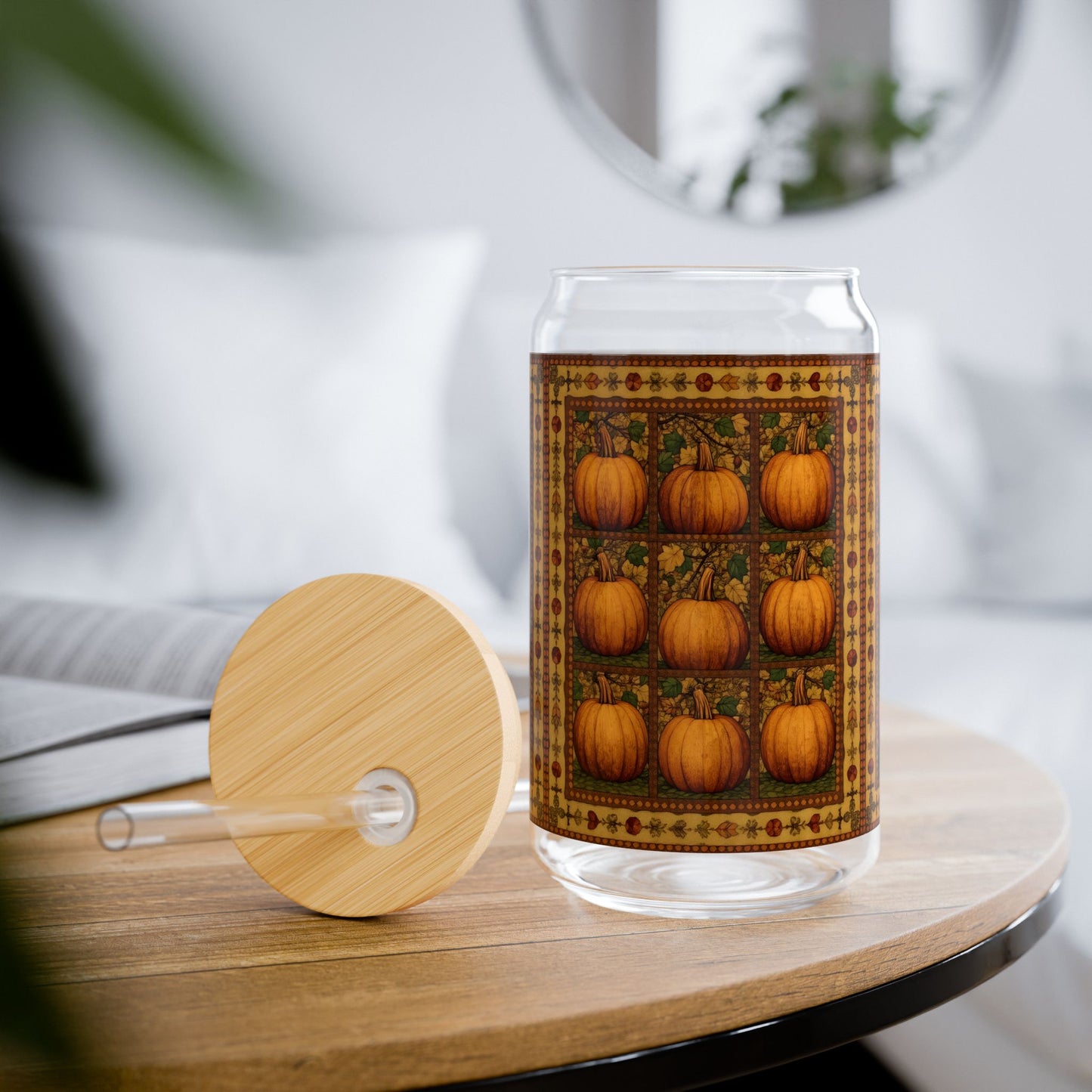 Pumpkin Quilt Patch Sipper Glass