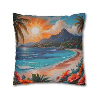 Tropical Sunset Beach Pillow Cover
