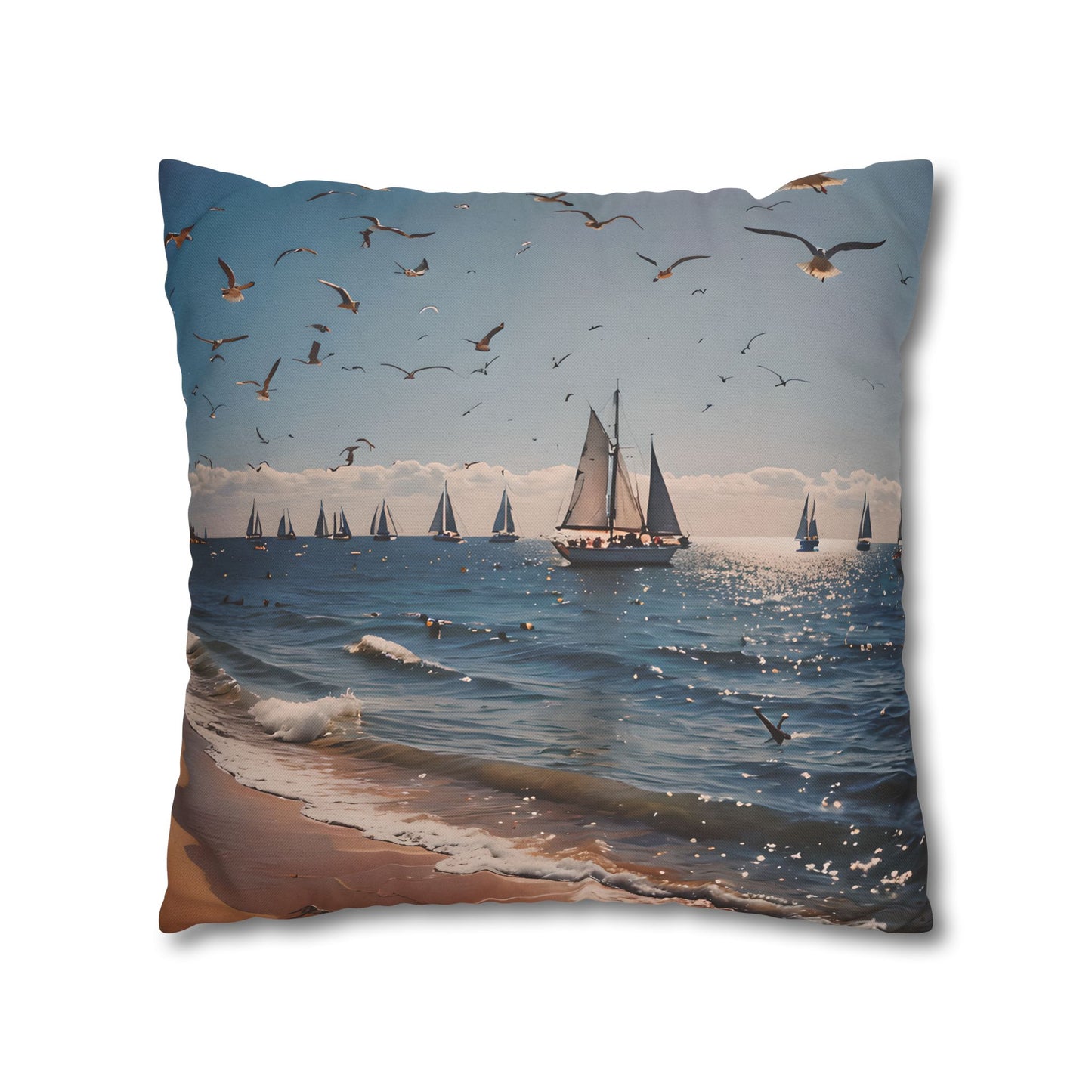 Sailboat Seascape Decorative Pillowcase