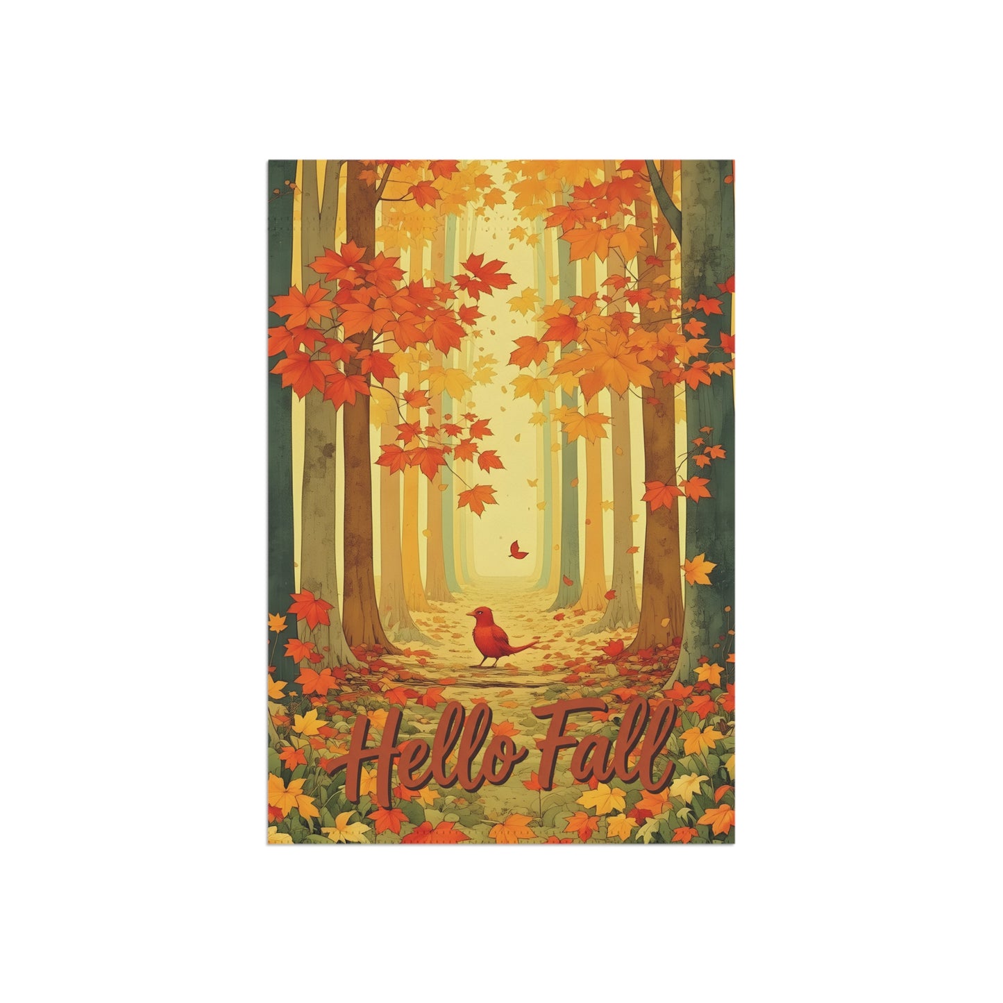 Autumn Cardinal Forest Garden Flag