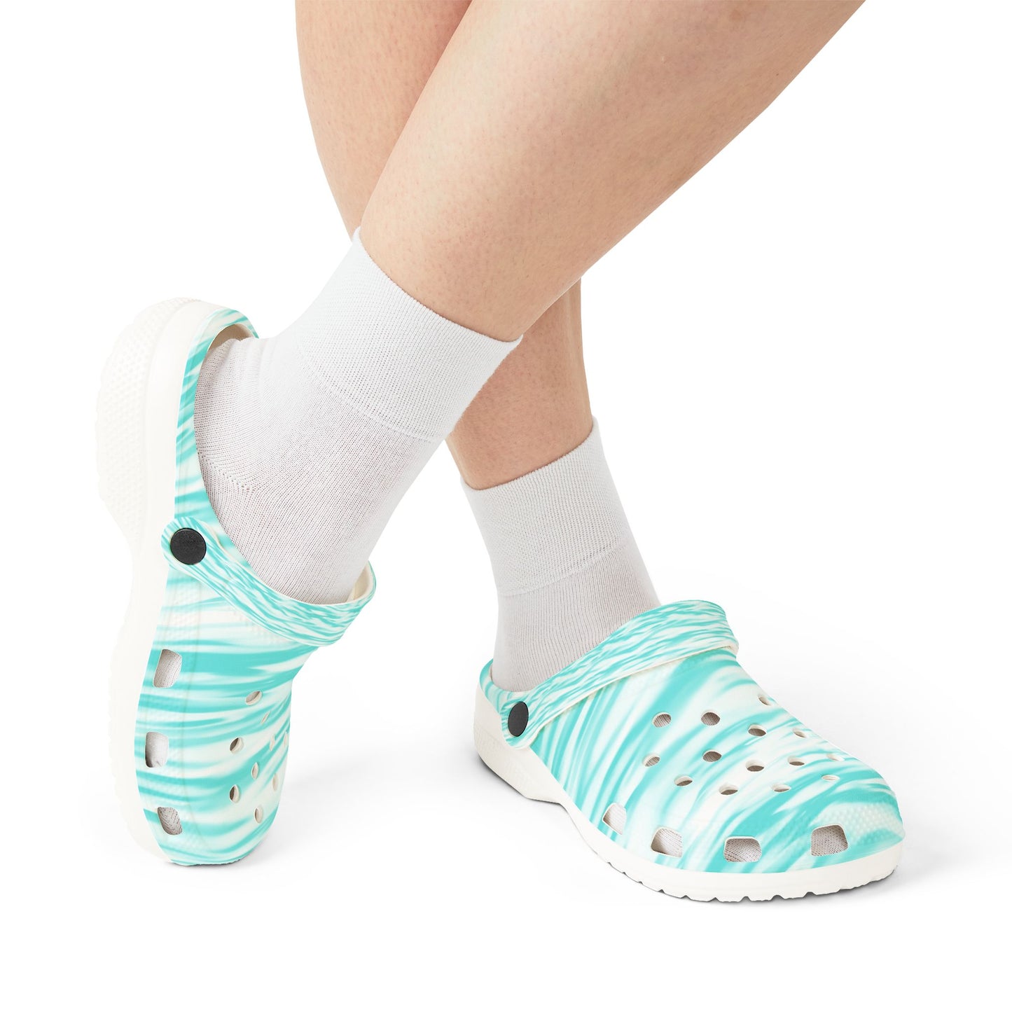 Turquoise Wave Foam Clogs
