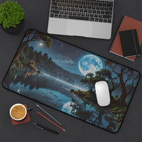 Tranquil Moonlit Lake Desk Mat