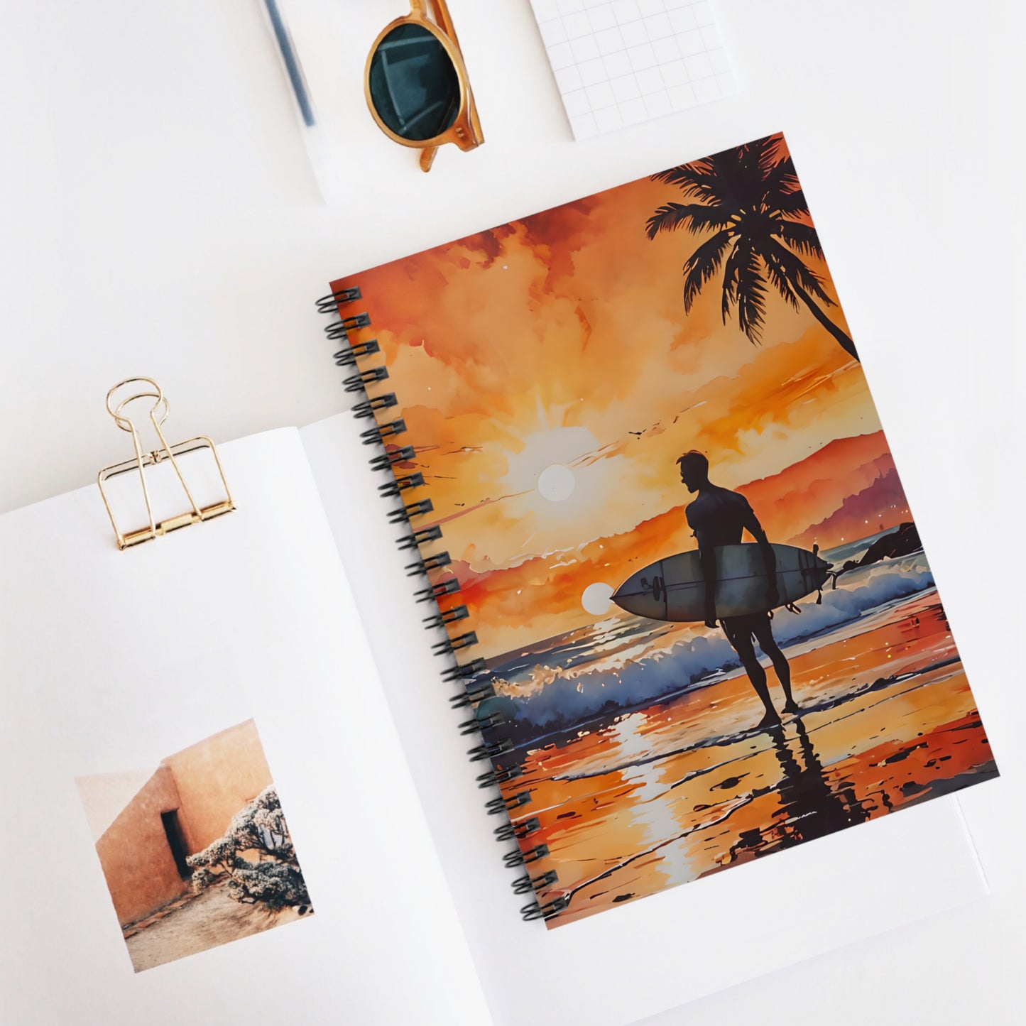Surfer Sunset Spiral Notebook