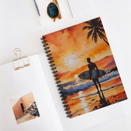 Surfer Sunset Spiral Notebook