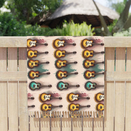 Boho Guitar Beach Towel
