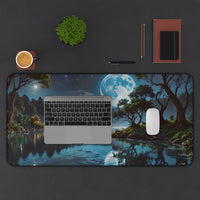 Tranquil Moonlit Lake Desk Mat