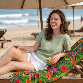 Tropical Bird of Paradise Flower Beach Towel