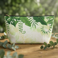 Green Botanical Accessory Pouch