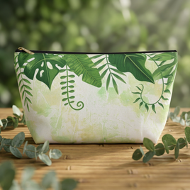 Green Botanical Accessory Pouch