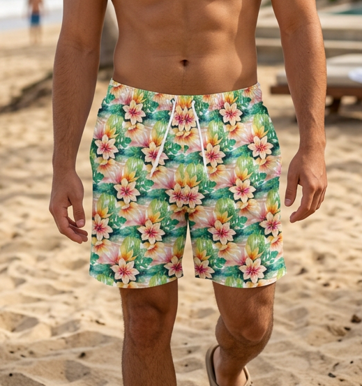 Tropical Hibiscus Swim Trunks