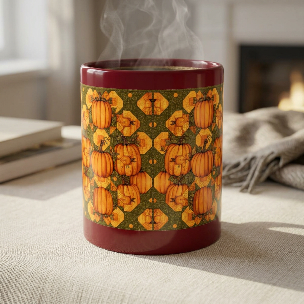 Pumpkin Quilt Patch Ceramic Mug