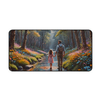 Father and Daughter Forest Walk Desk Mat