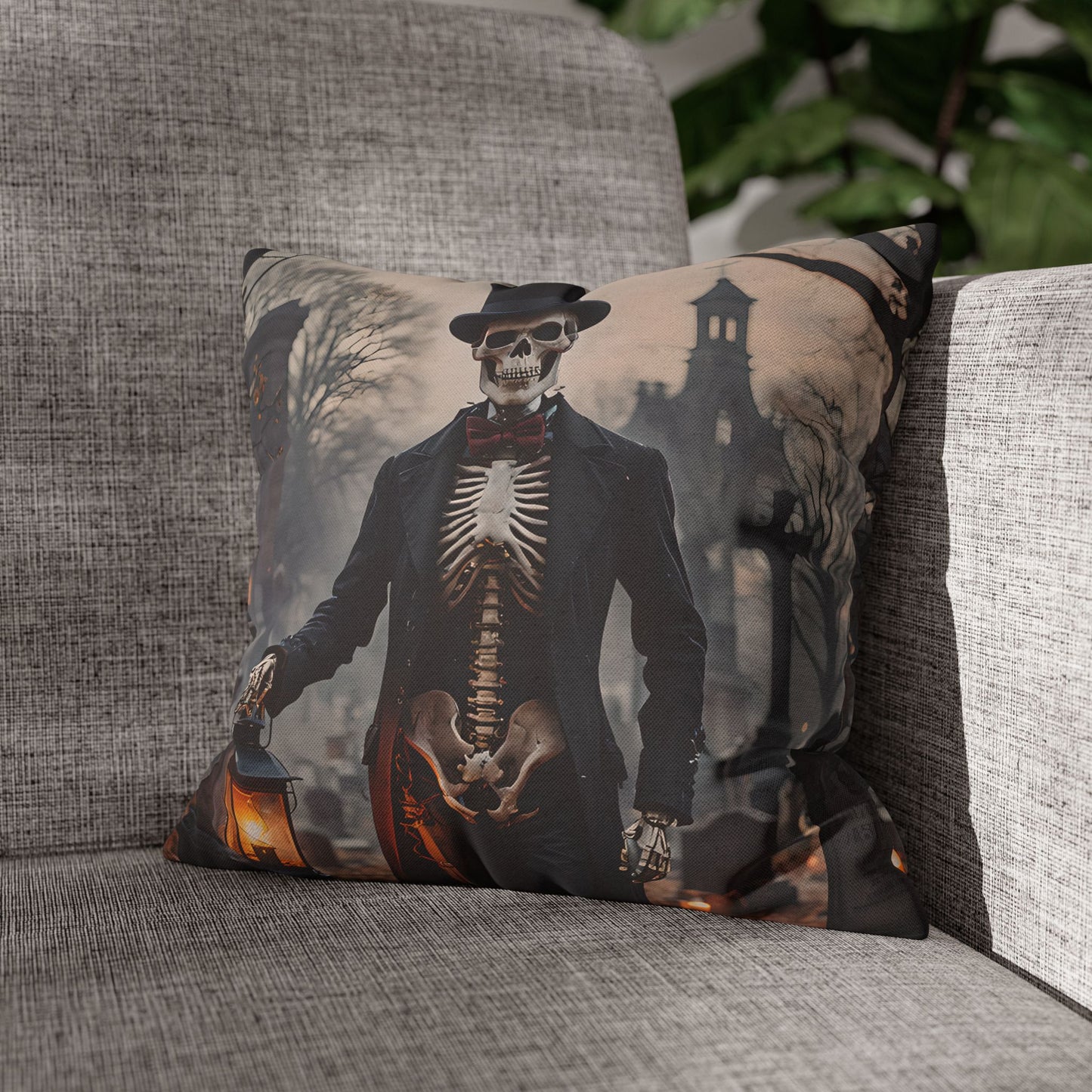 Gothic Skeleton Gentleman Pillow Cover