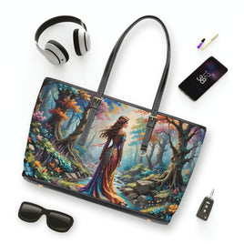 Enchanted Woodland Woman PU Leather Shoulder Bag