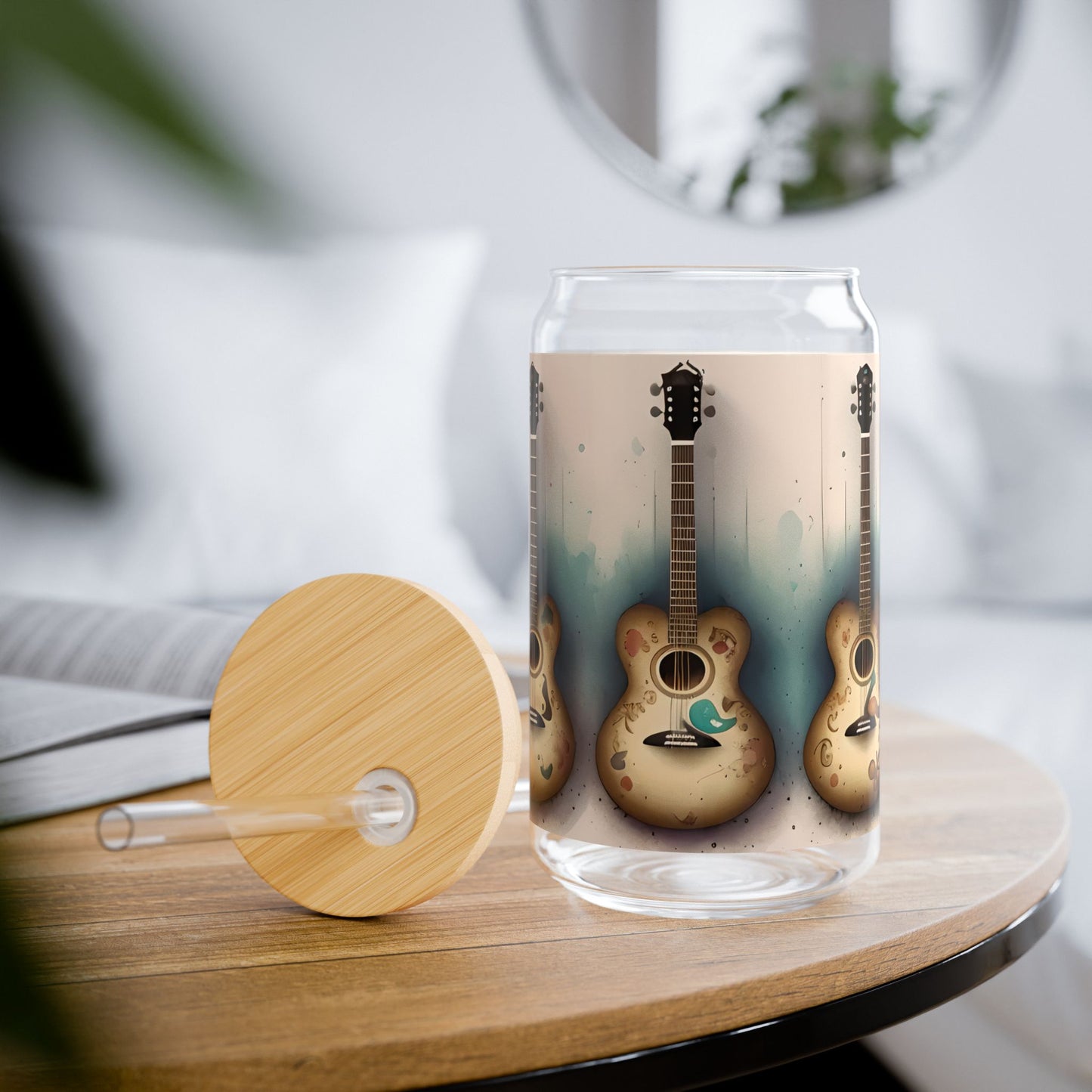 Retro Acoustic Guitar Sipper Glass
