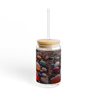 Colorful Sea Glass Pebbles Sipper Glass