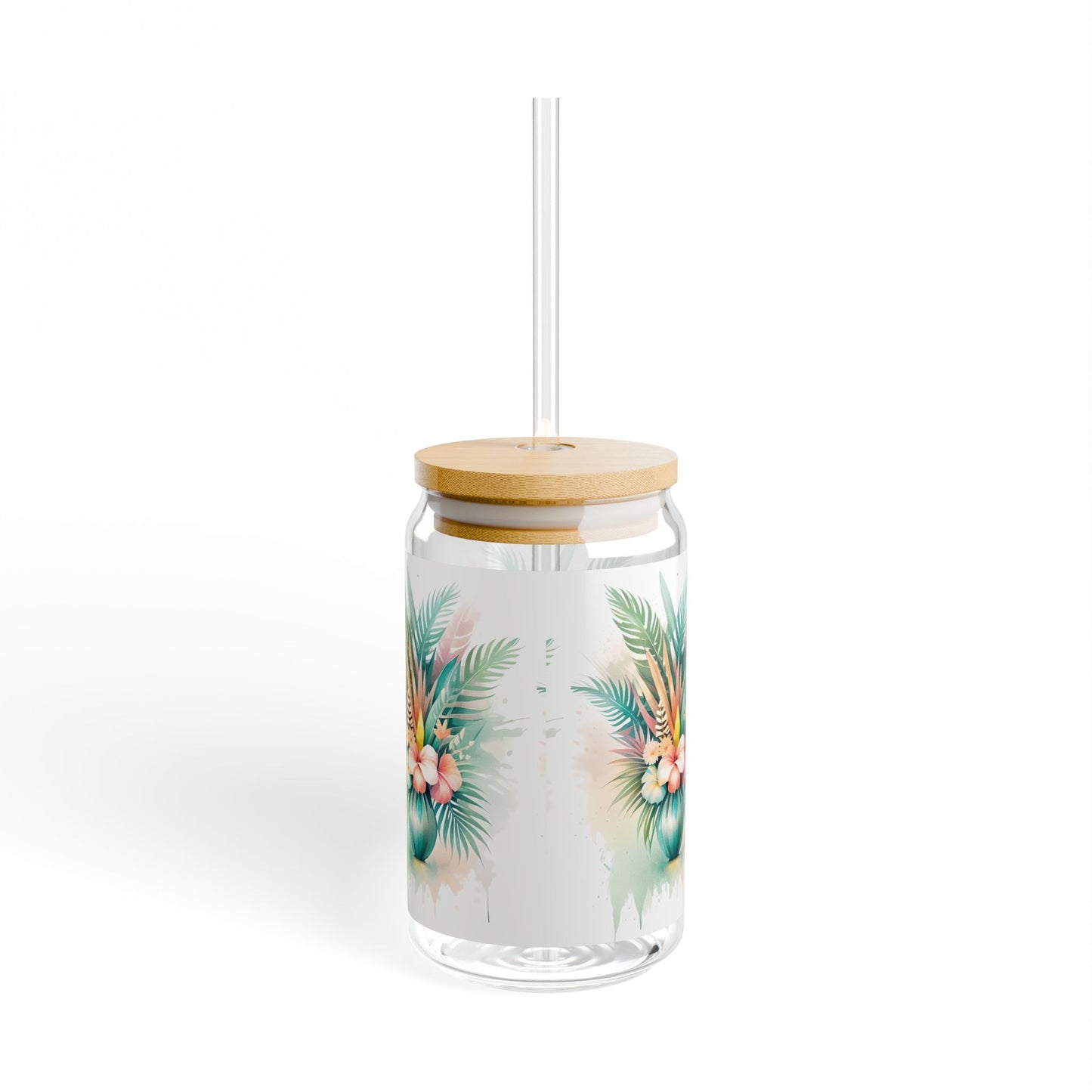 Tropical Floral Bouquet Sipper Glass