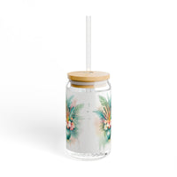 Tropical Floral Bouquet Sipper Glass