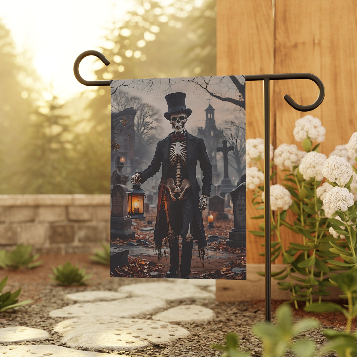Graveyard Skeleton Gentleman Garden Flag