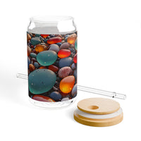 Colorful Sea Glass Pebbles Sipper Glass