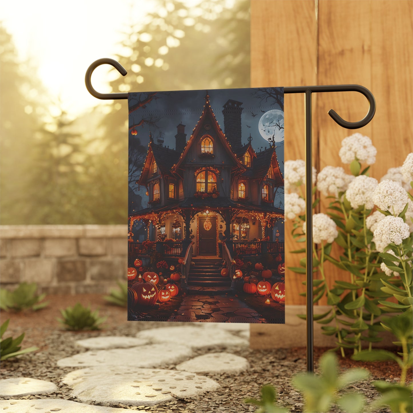 Halloween Haunted House Garden Flag
