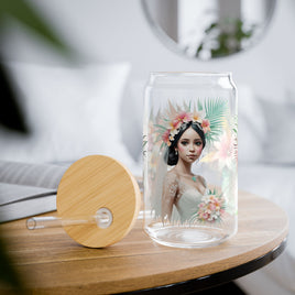 Tropical Floral Bride Sipper Glass