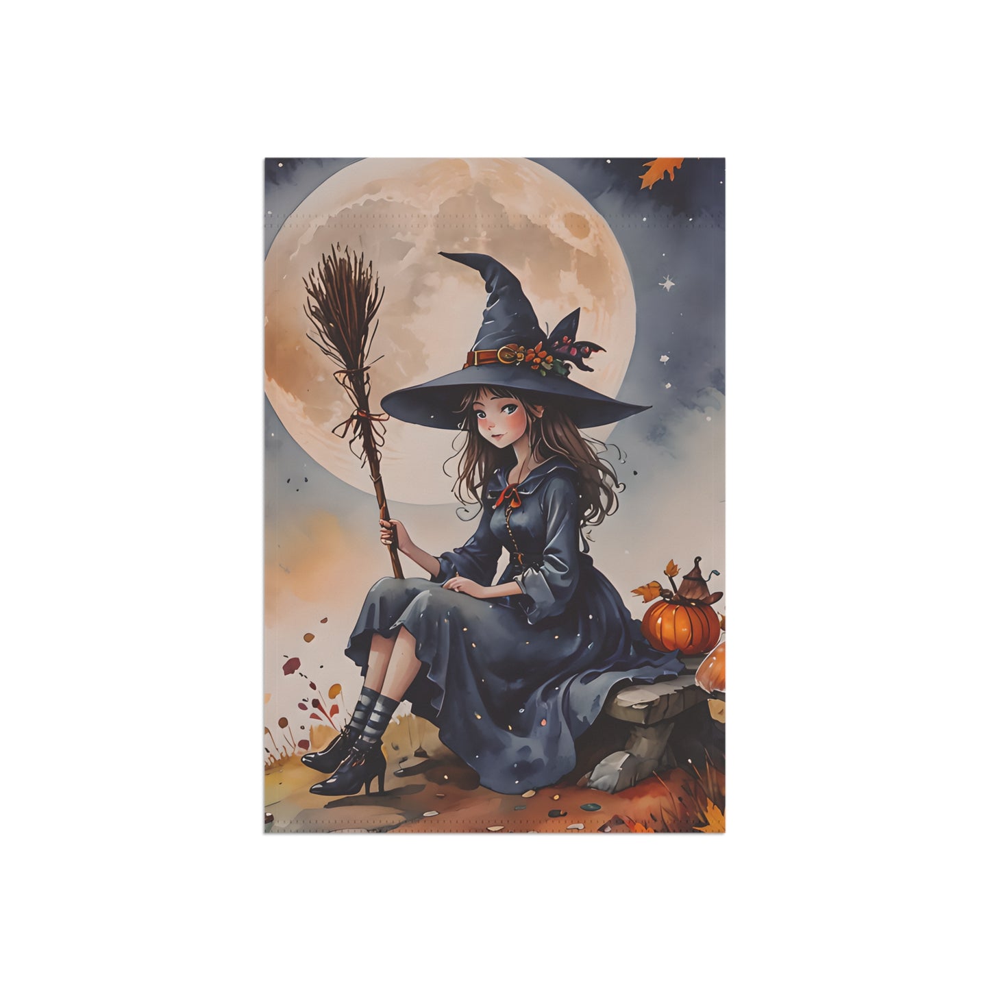Whimsical Witch Girl Garden Flag