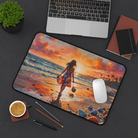 Girl Walking on Sunset Beach Desk Mat