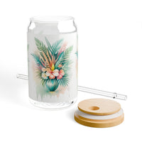 Tropical Floral Bouquet Sipper Glass