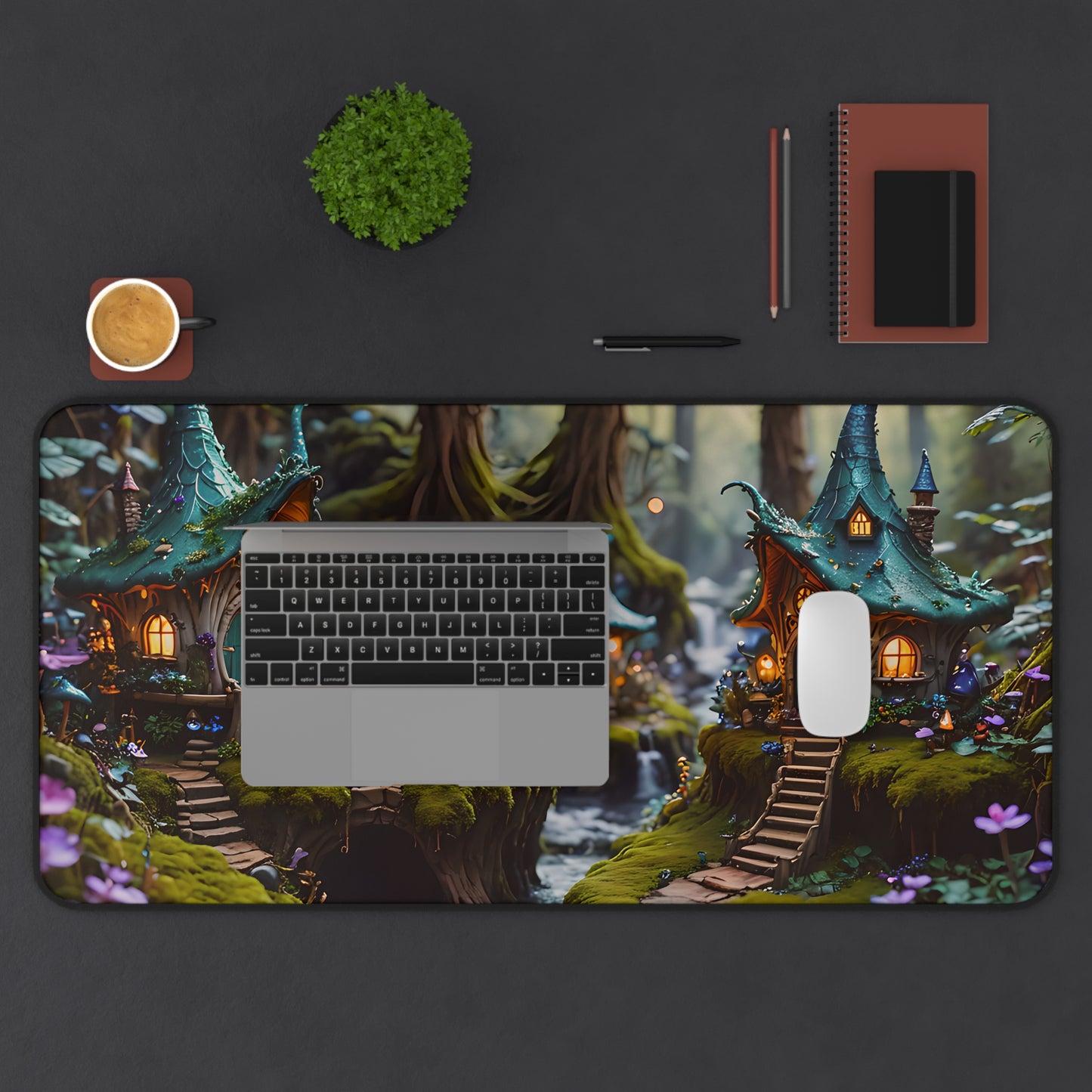 Enchanted Forest Village Desk Mat