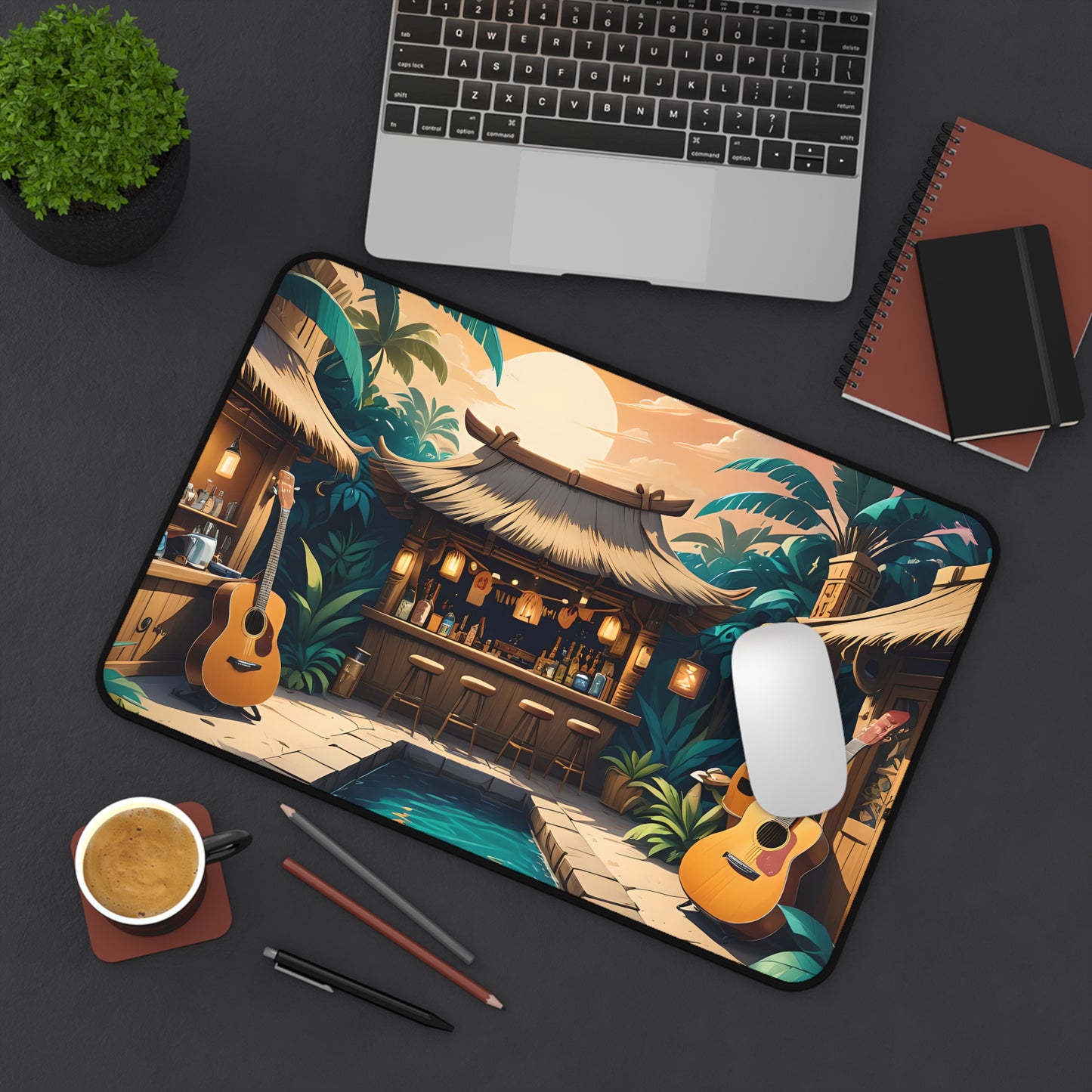 Island Tiki Bar Guitar Desk Mat