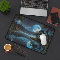 Tranquil Moonlit Lake Desk Mat