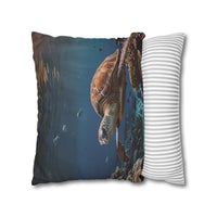 Sea Turtle in the Deep Blue Pillowcase