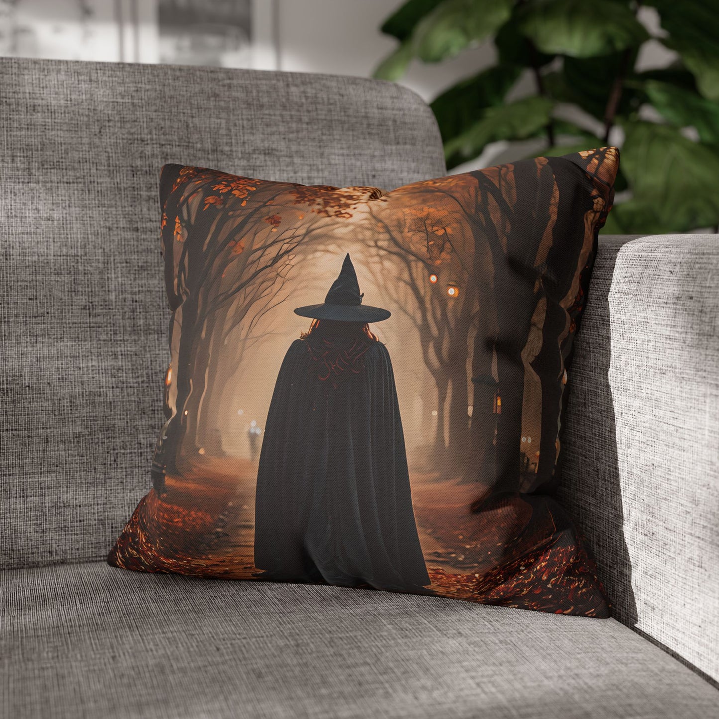 Witch in Autumn Forest Pillowcase